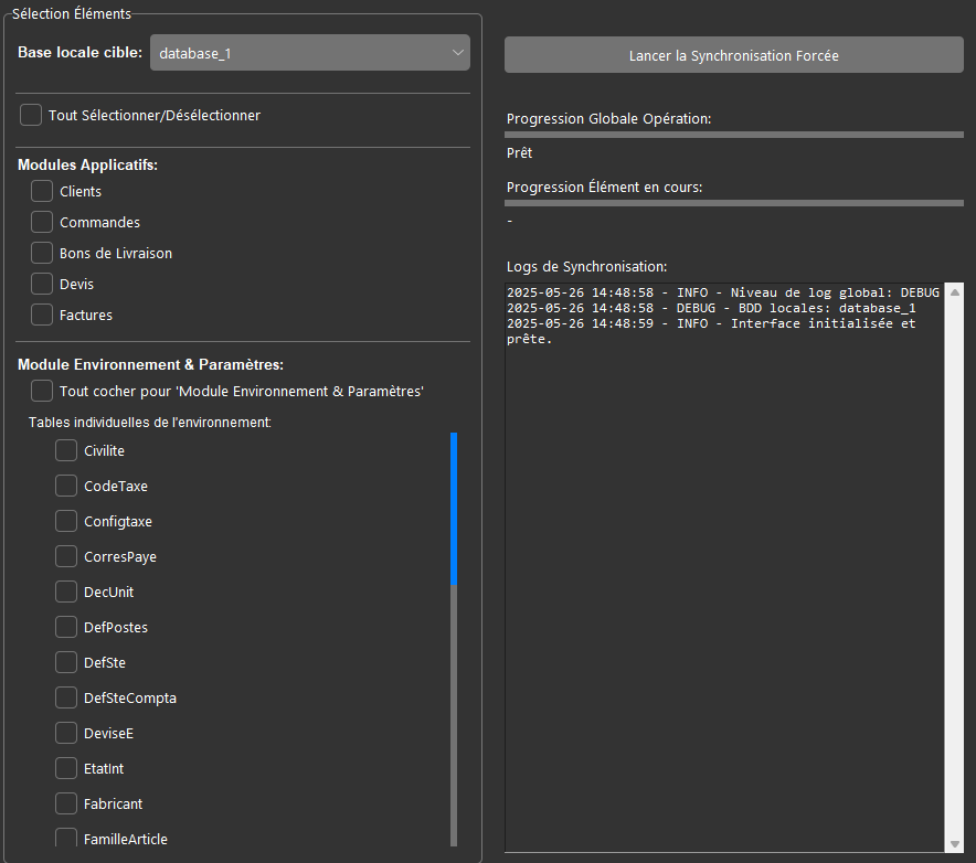 Lancement de la synchronisation dans Batigest Connect