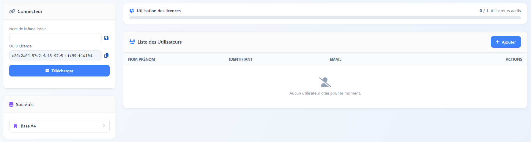 Informations de licence dans l'interface de FolloYou