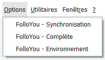 Menu option dans l'interface de Batigest Connect