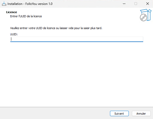 Entrée de l'UUID dans l'installation de FolloYou